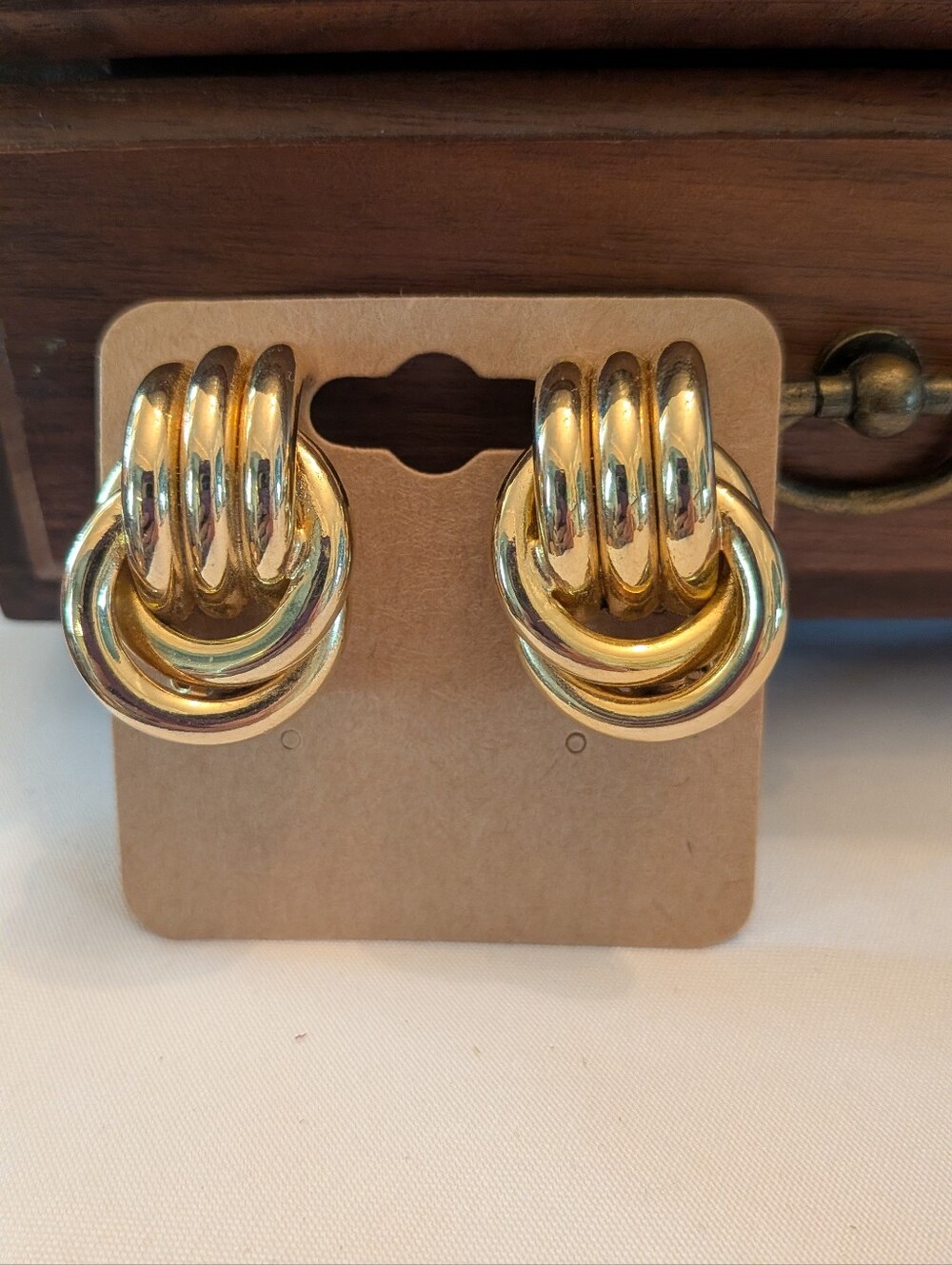 Gold Tone Triple-Hoop Clip Earrings